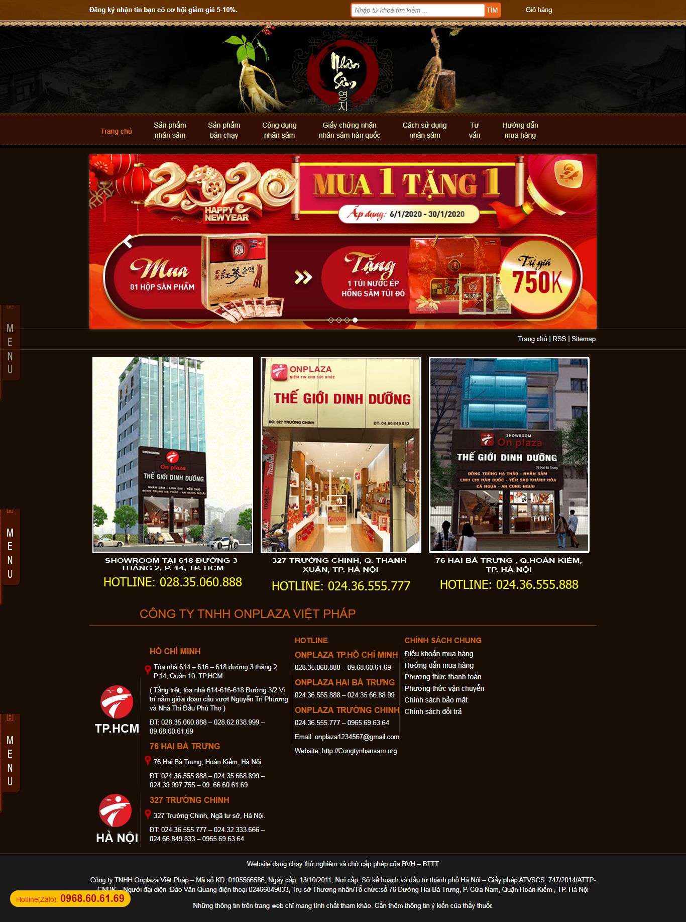 Thiết kế Web bán nhân sâm linh chi congtynhansam.org