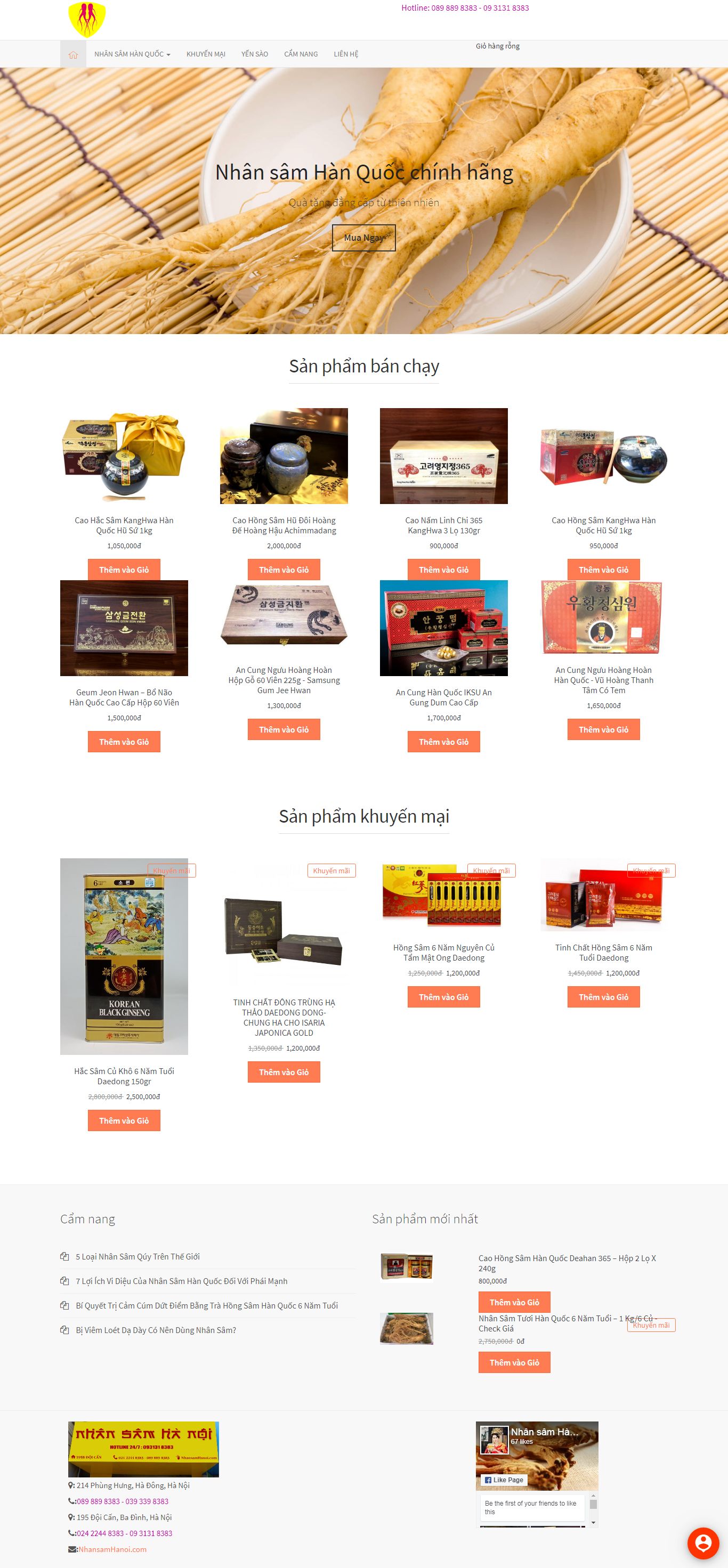 Thiết kế Web bán nhân sâm linh chi nhansamhanoi.com