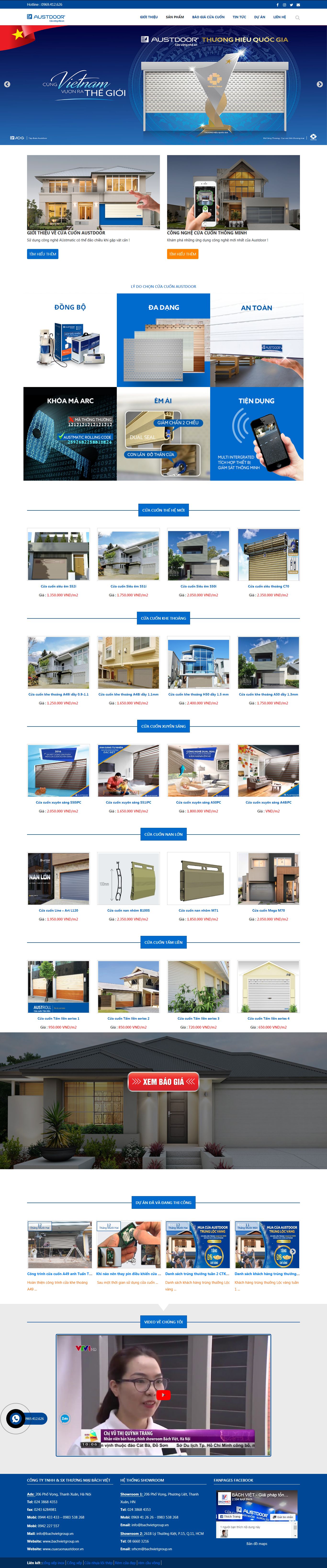 Thiết kế Web nhôm kính, cửa cuốn cuacuonaustdoor.vn