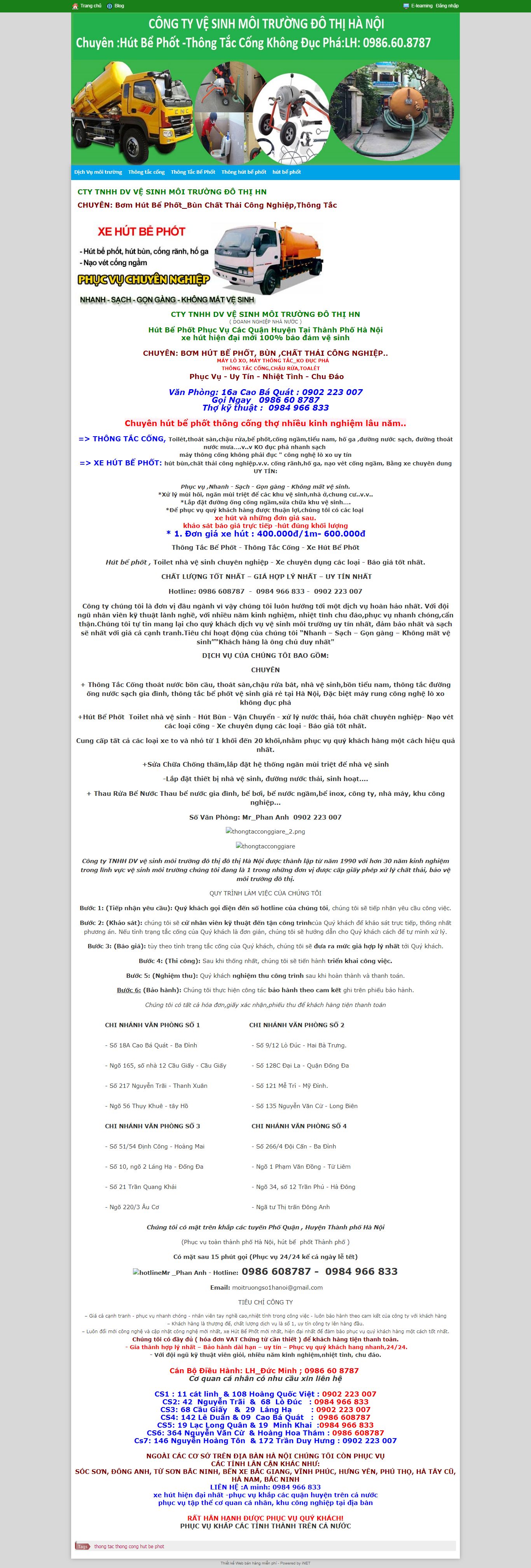 Thiết kế Web dịch vụ thông tắc công thongtac.tin.vn