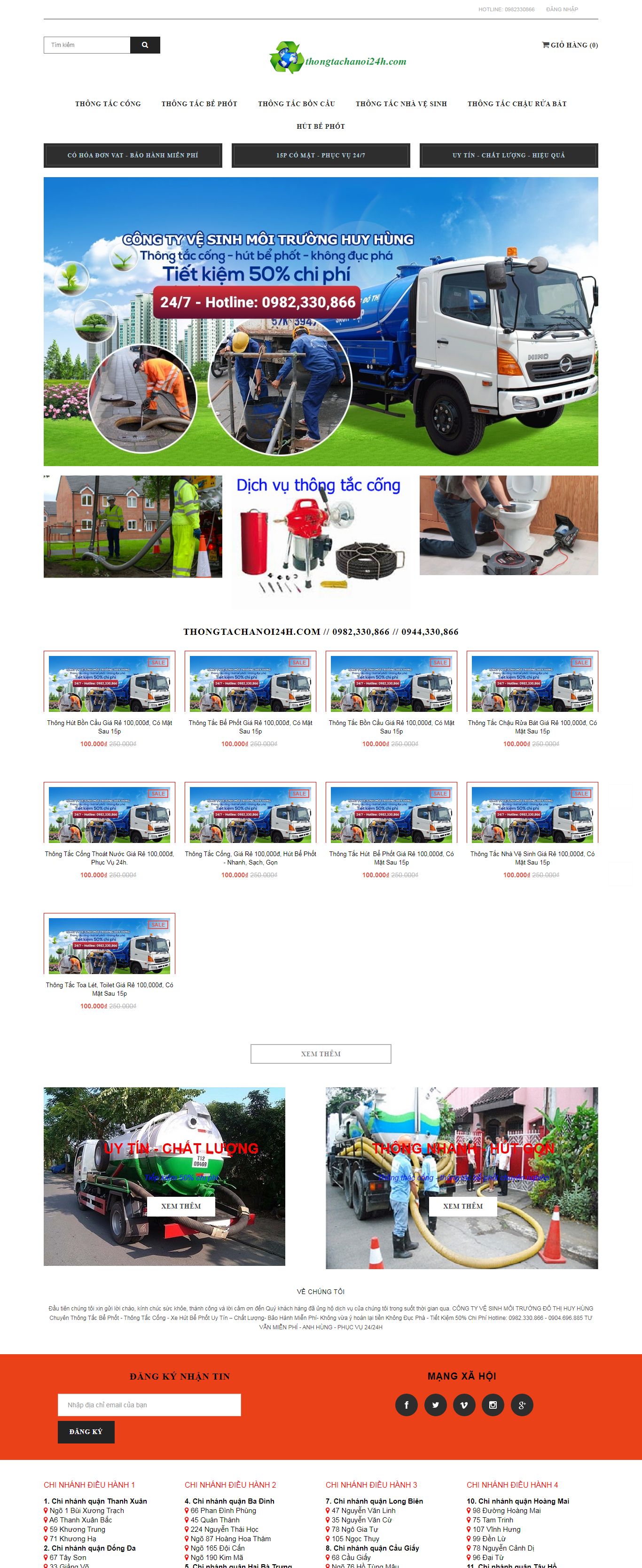 Thiết kế Web dịch vụ thông tắc công thongtachanoi24h.com