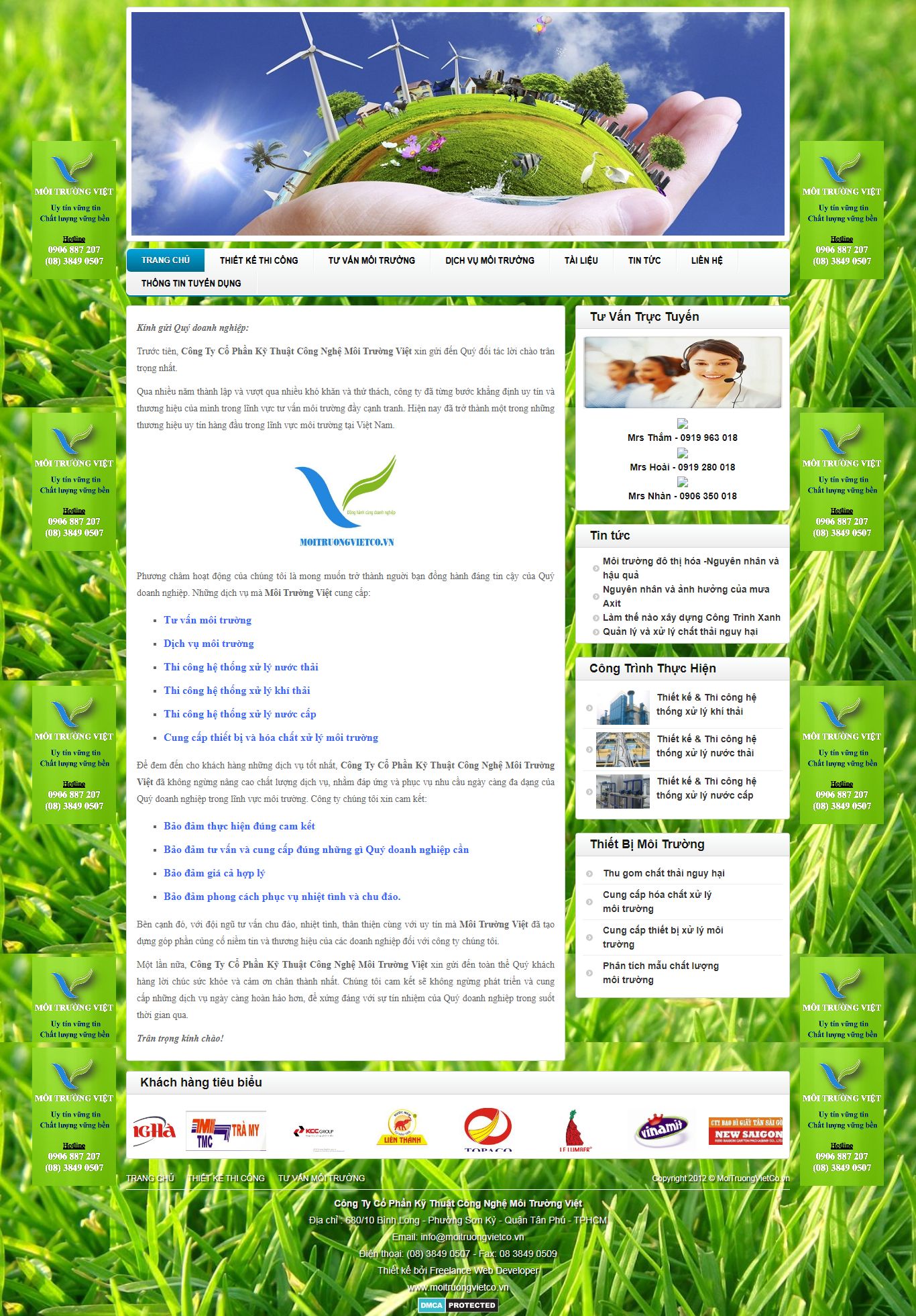Thiết kế Web công ty môi trường moitruongvietco.vn