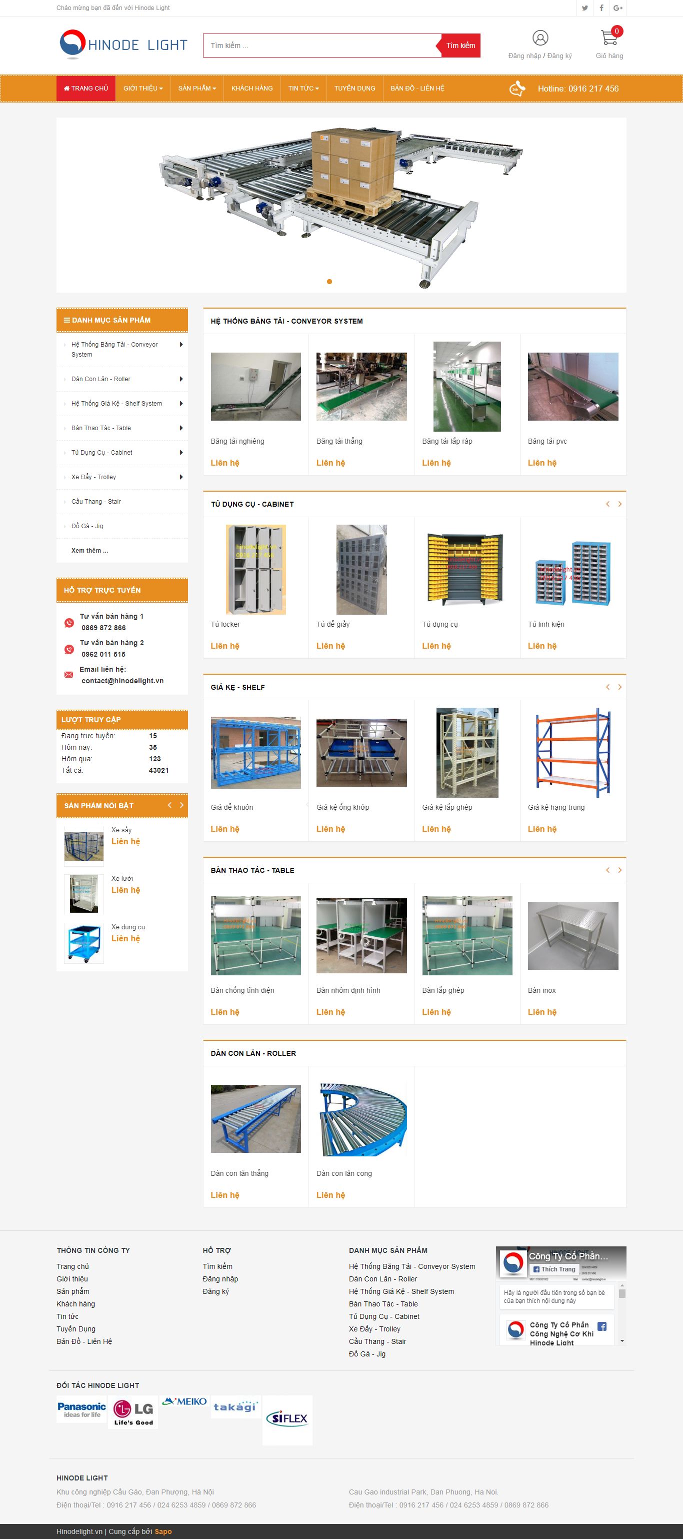 Thiết kế Web xưởng cơ khí hinodelight.vn