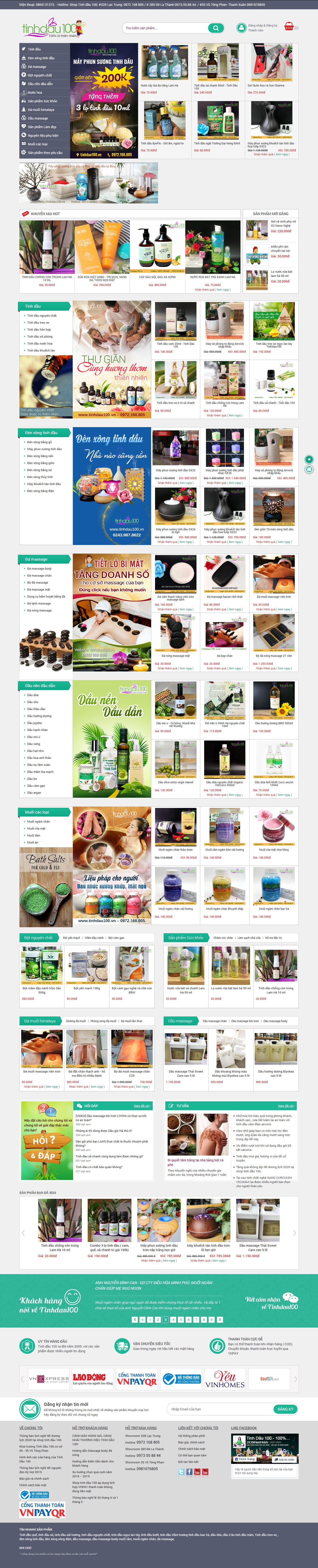 Thiết kế Web bán tinh dầu nguyên chất tinhdau100.vn