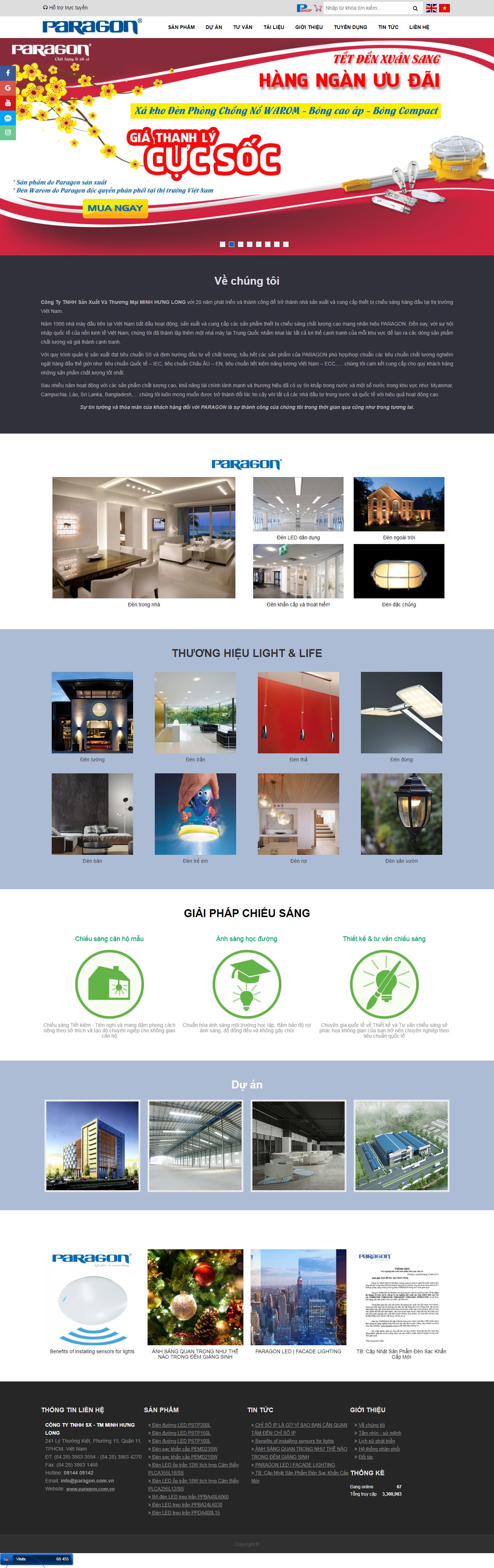 Thiết kế Web đèn led paragon.com.vn