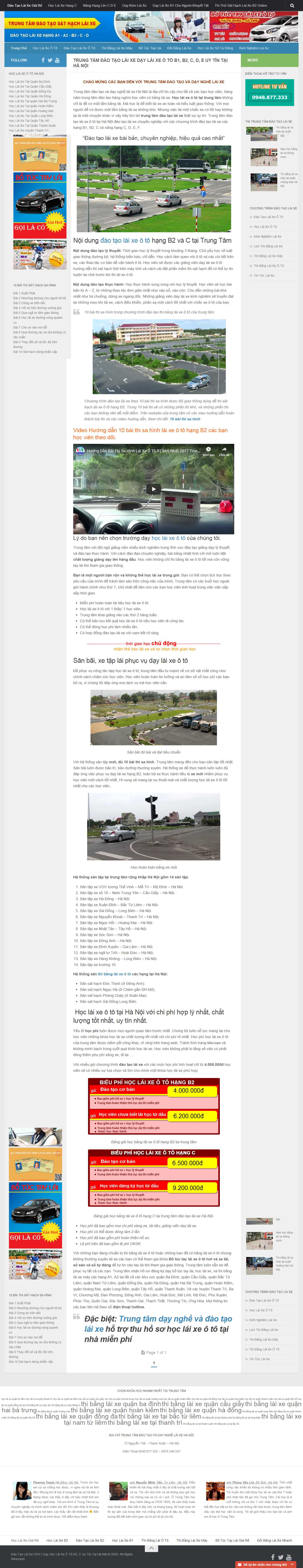 Thiết kế Web trung tâm đào tạo lái xe daotaolaixevov.com