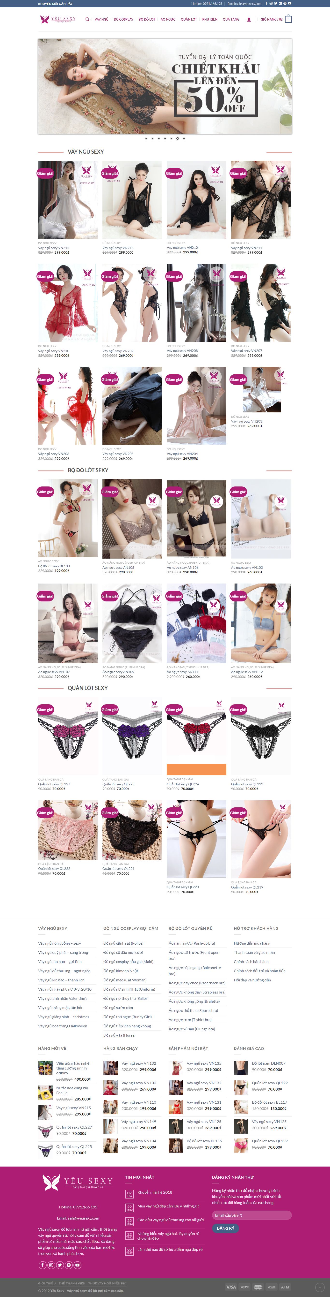 Thiết kế Web bán đồ lót đồ ngủ nam nữ online yeusexy.com