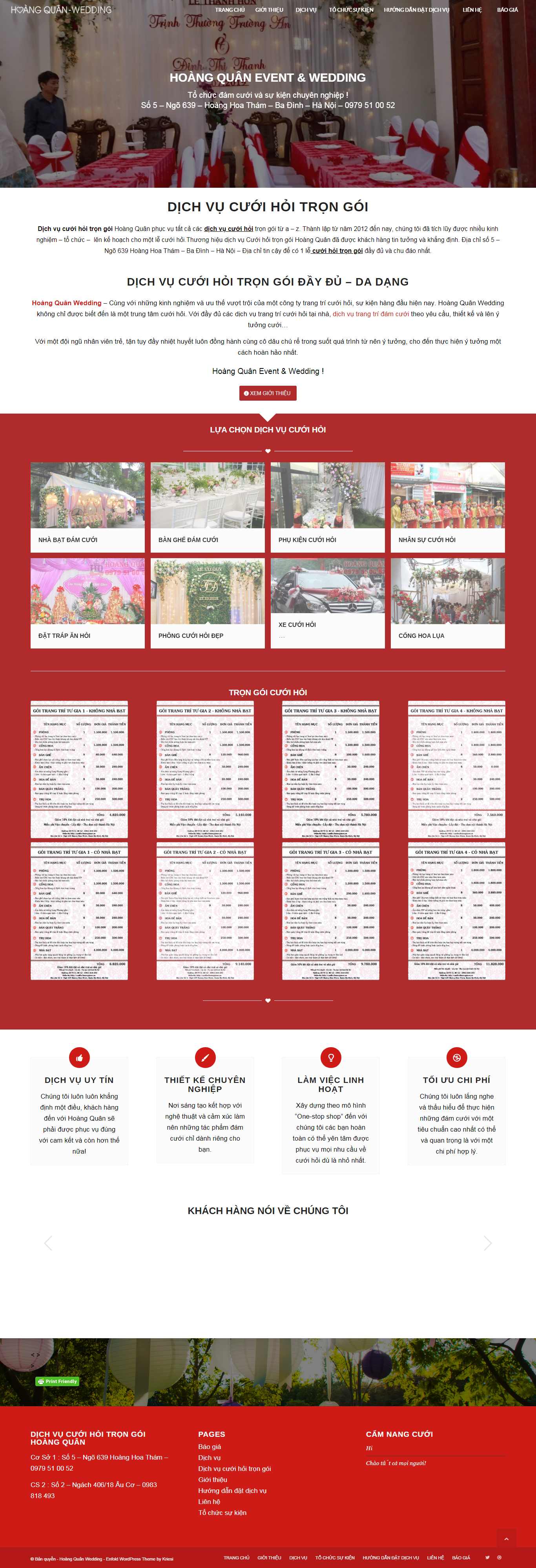 Thiết kế Web dịch vụ cưới hỏi trọn gói cuoihoihoangquan.vn