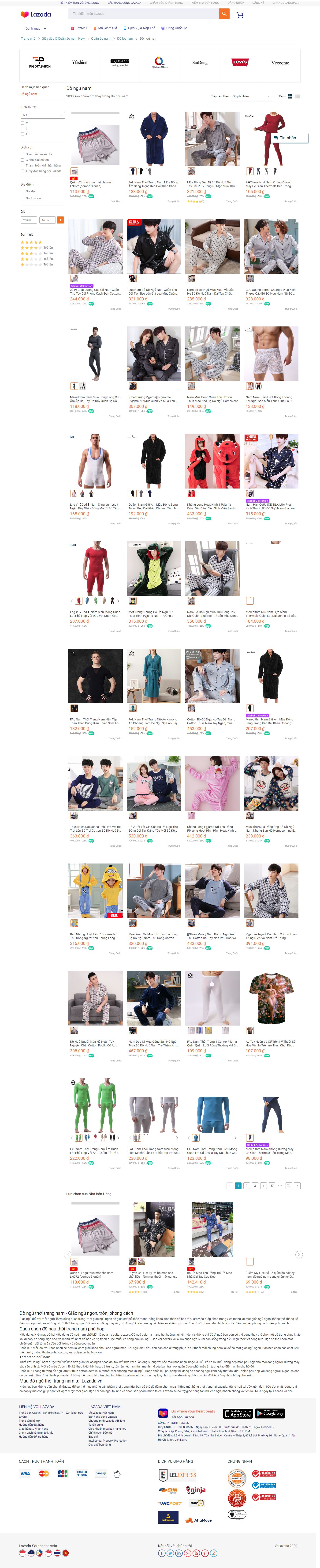 Thiết kế Web bán đồ lót đồ ngủ nam nữ online lazada.vn