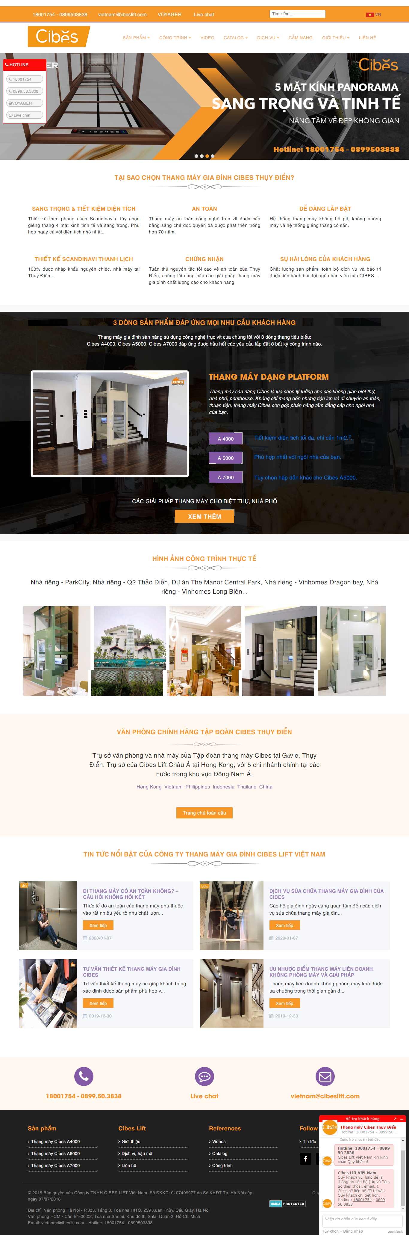 Thiết kế Web bán thang máy cibeslift.com.vn