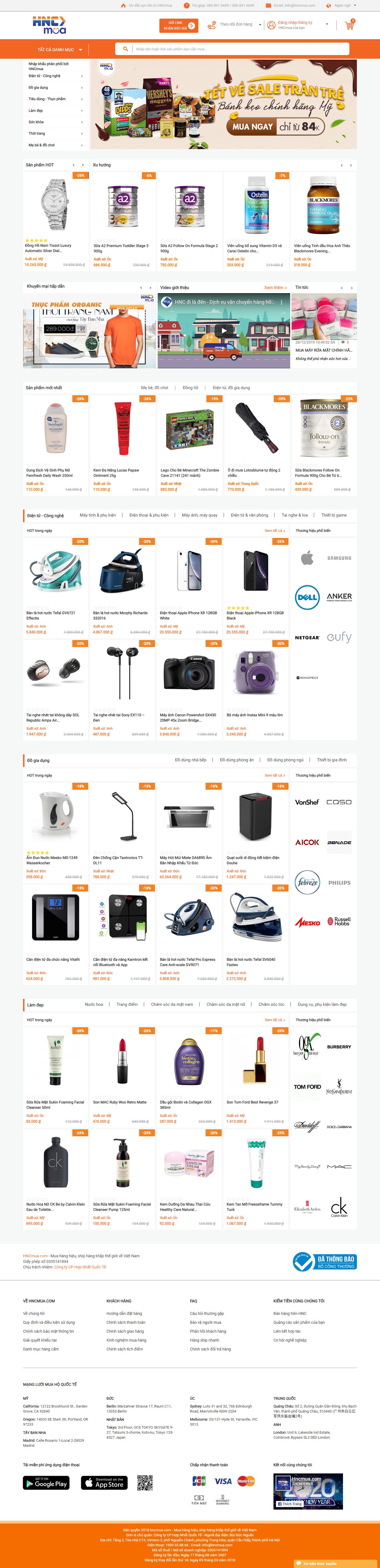 Thiết kế Web bán đồ xách tay, hàng order hncmua.com