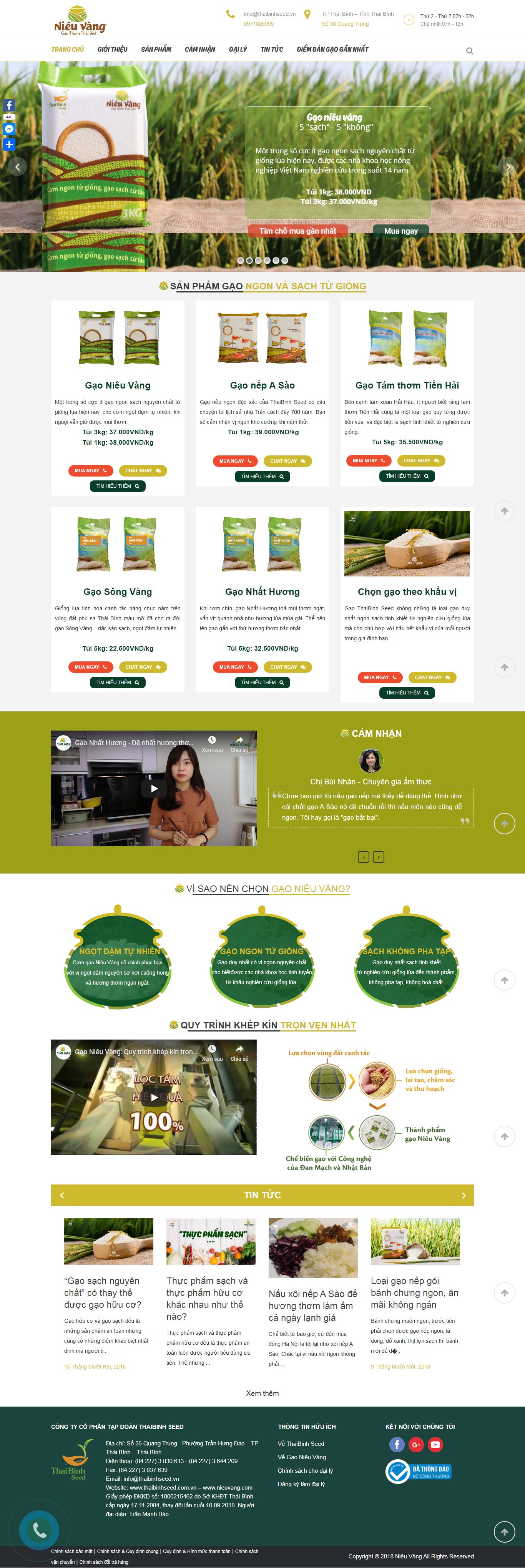 Thiết kế Web bán gạo sạch nieuvang.com