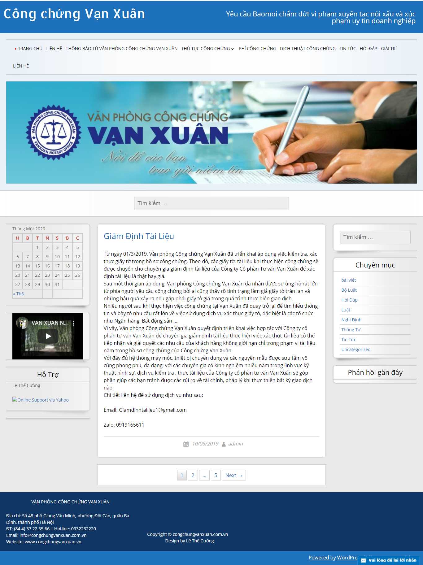 Thiết kế Web dịch thuật công chứng congchungvanxuan.com.vn