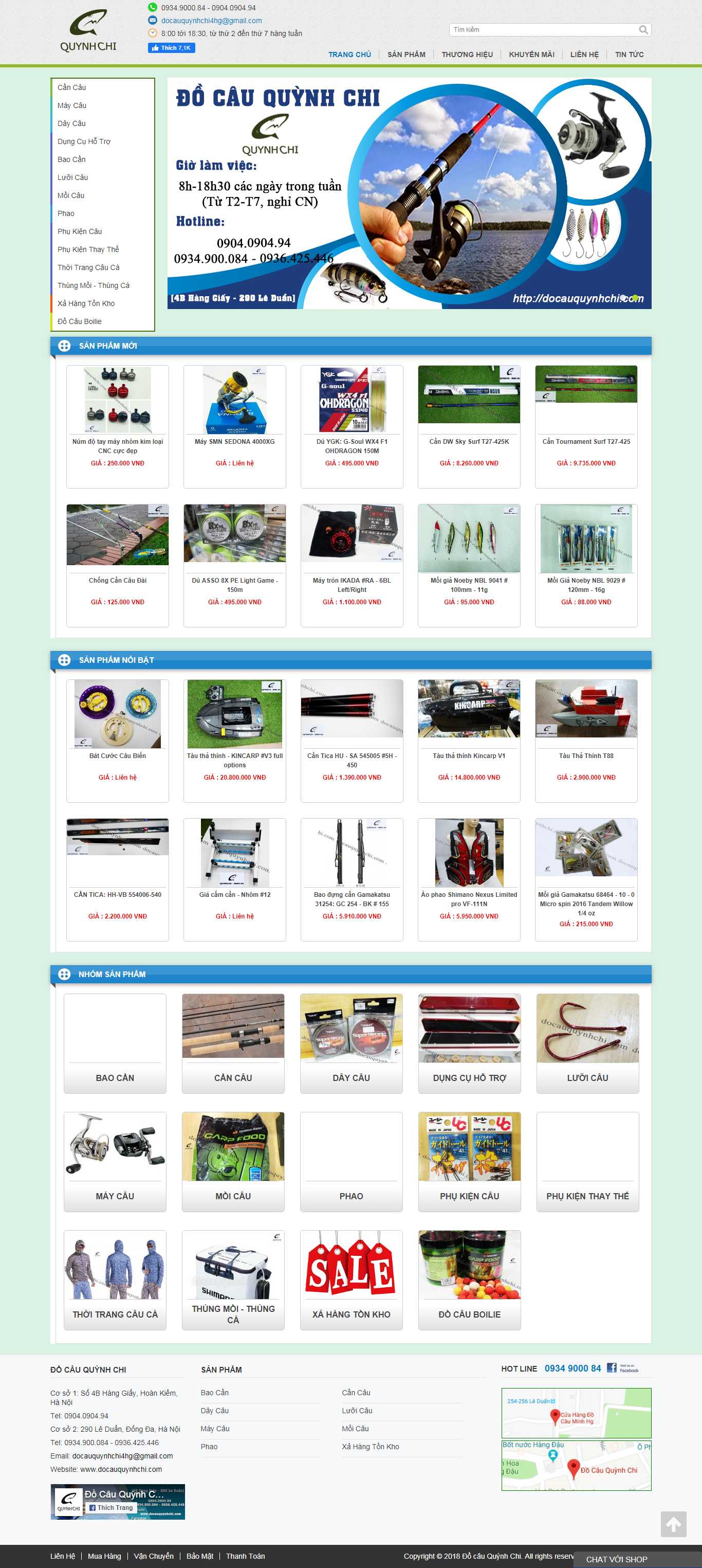 Thiết kế Web bán đồ câu cá docauquynhchi.com