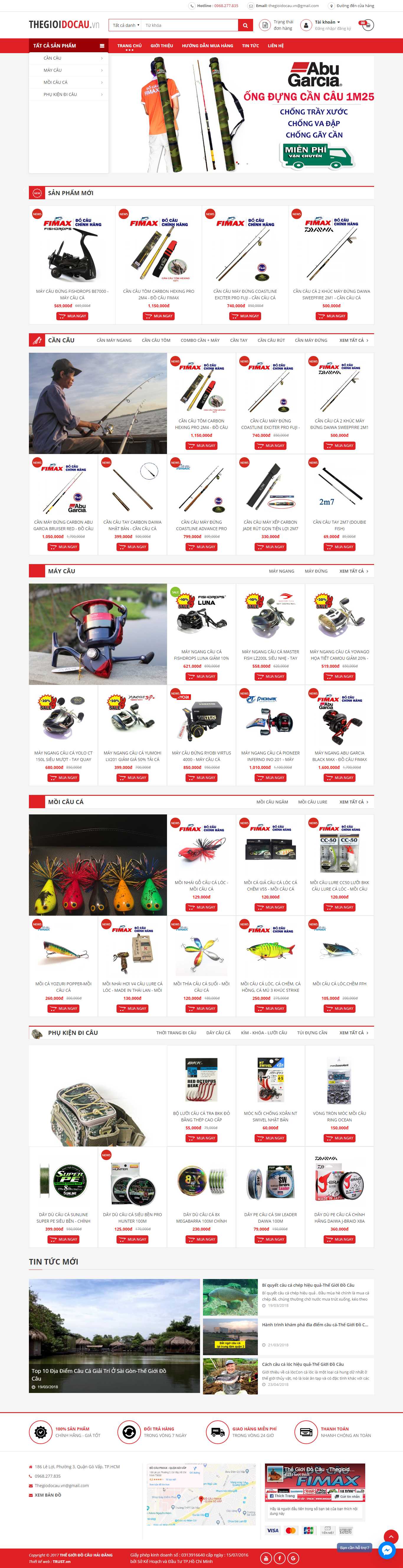 Thiết kế Web bán đồ câu cá thegioidocau.vn