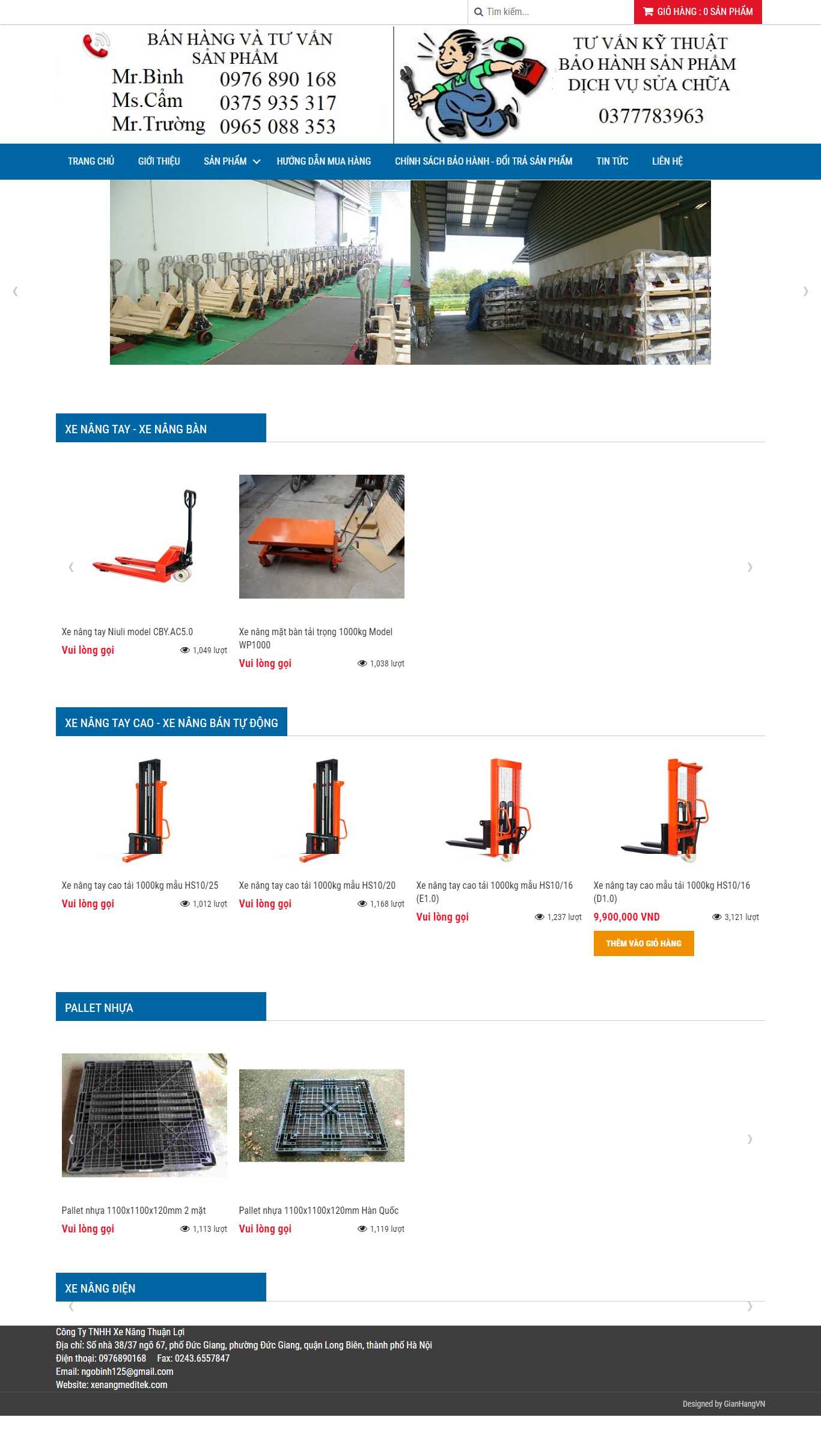 Thiết kế Web bán xe nâng xenangmeditek.com