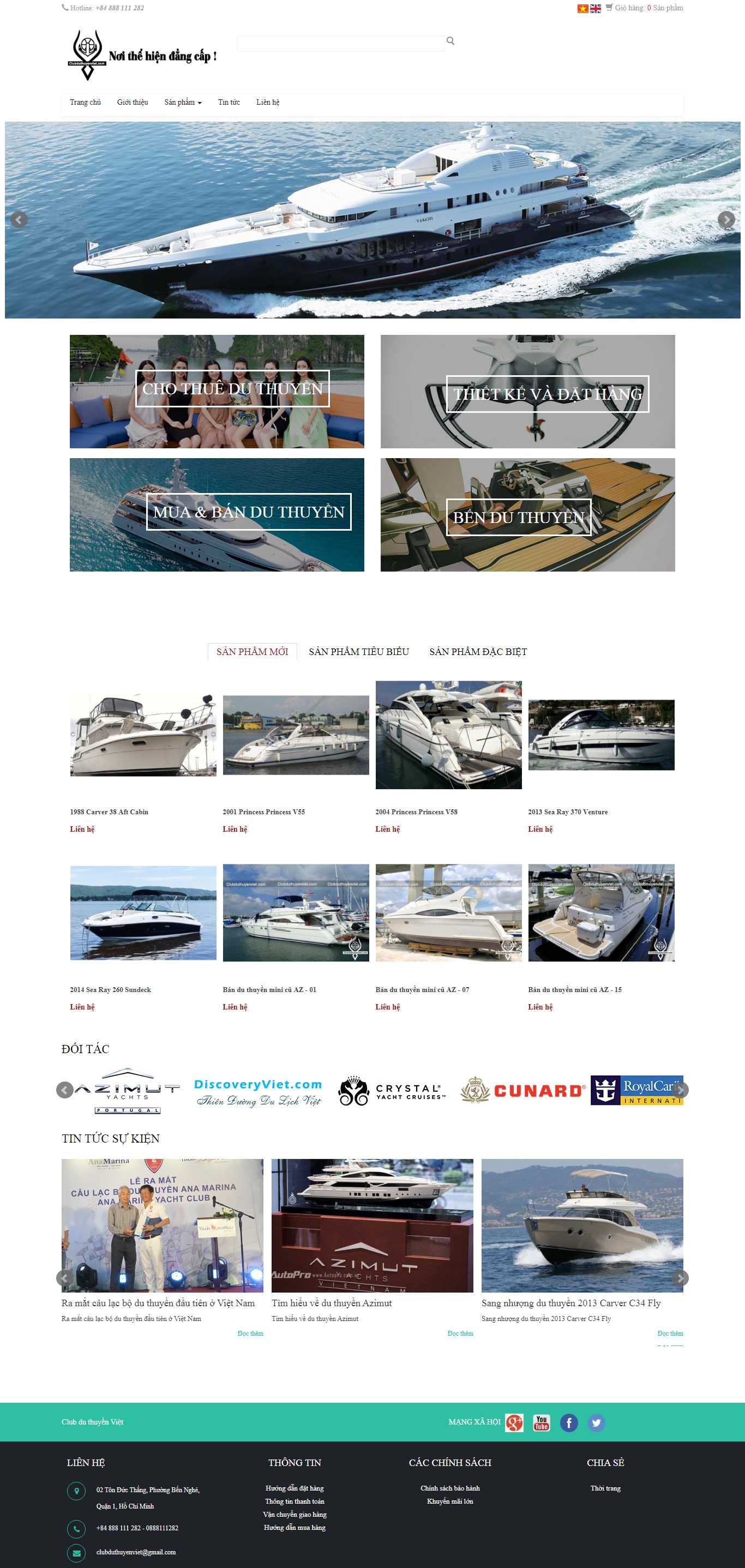 Thiết kế Web bán du thuyền cano clubduthuyenviet.com