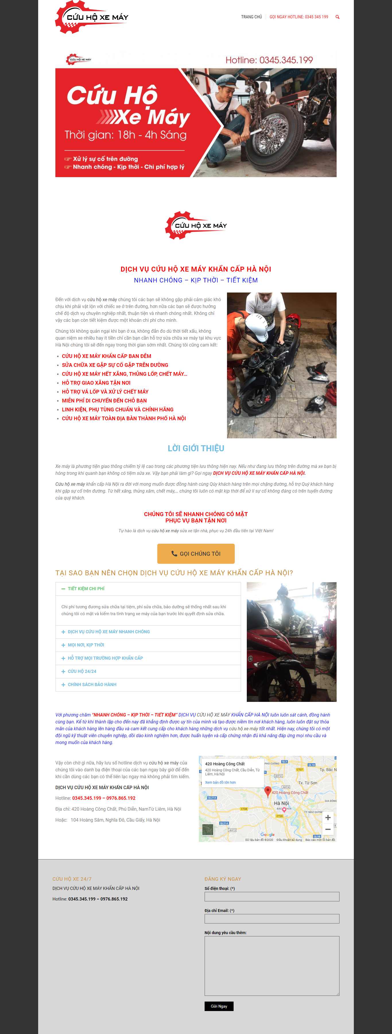 Thiết kế Web dịch vụ cứu hộ ô tô, xe máy cuuhoxemaykhancap.com