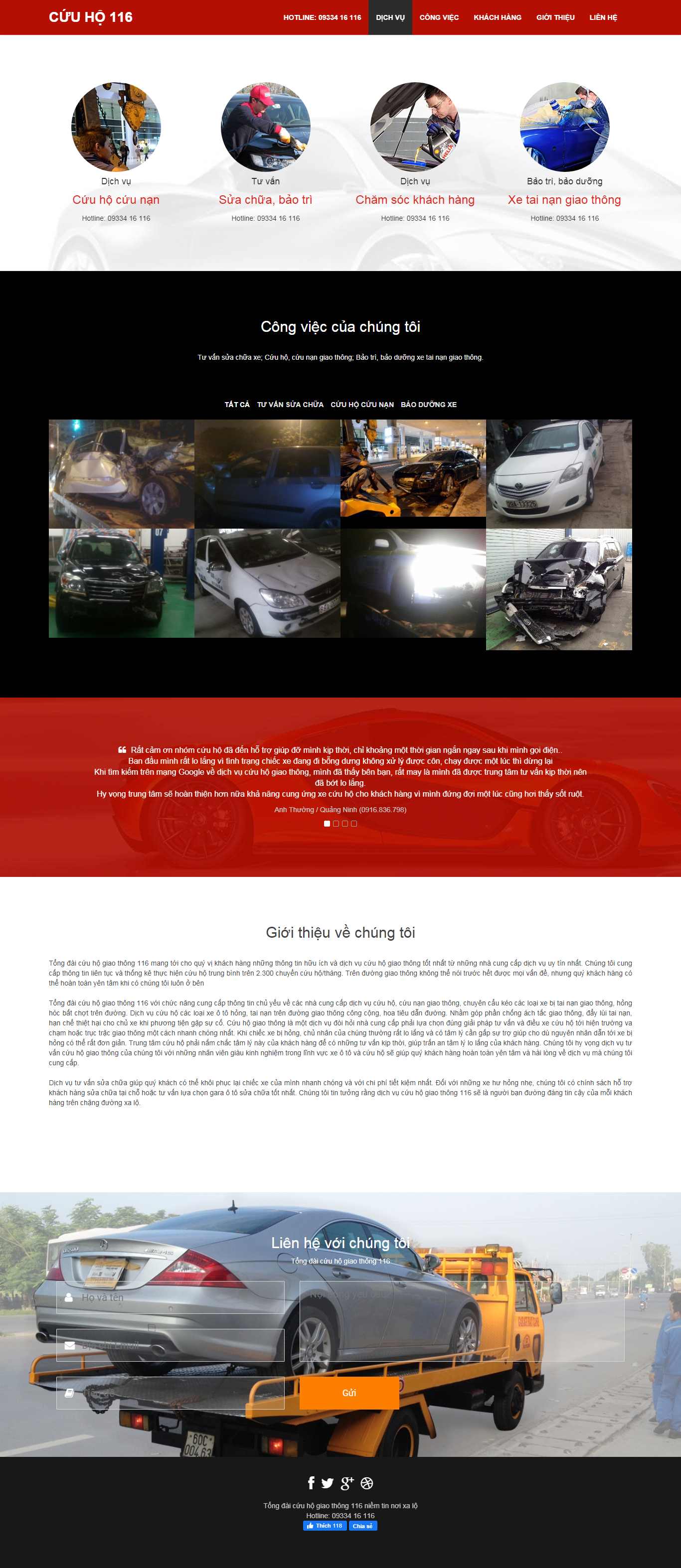 Thiết kế Web dịch vụ cứu hộ ô tô, xe máy cuuho116.vn
