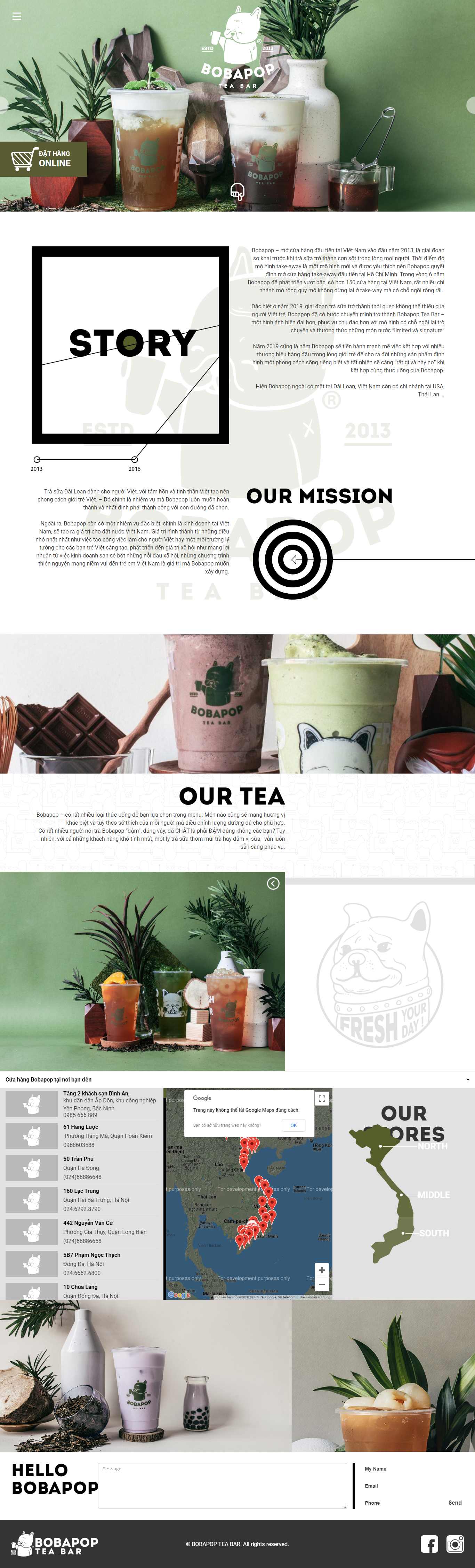 Thiết kế Web quán trà sữa bobapop.com.vn