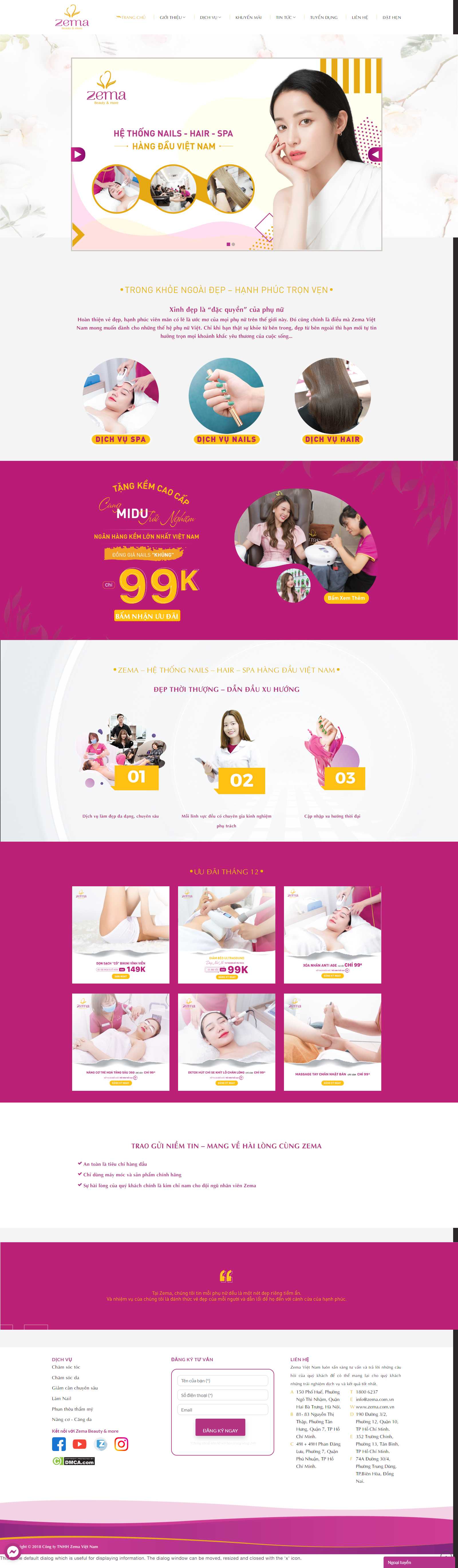 Thiết kế Web dịch vụ zema.com.vn