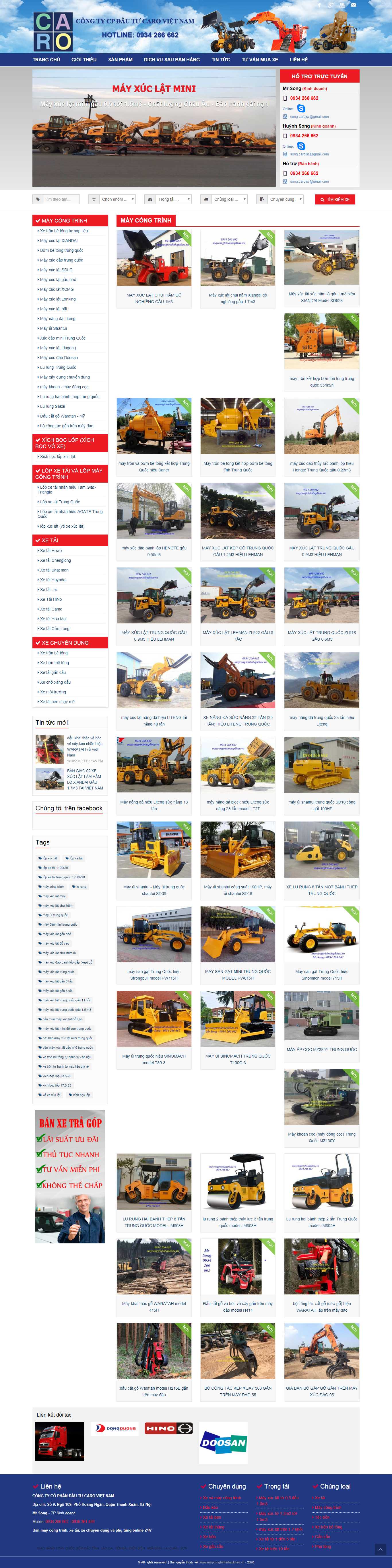Thiết kế Web máy xúc, cần cẩu, máy công trình maycongtrinhnhapkhau.vn