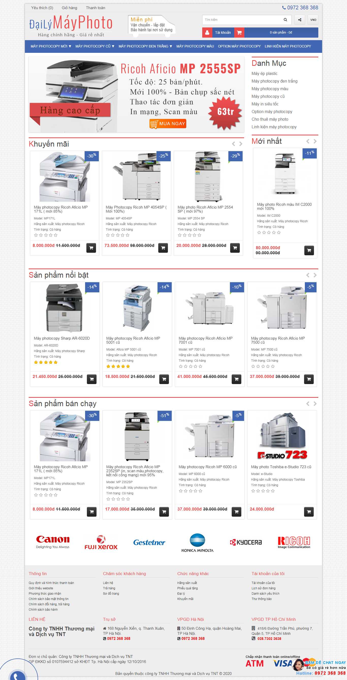 Thiết kế Web bán máy in, máy photocopy dailymayphoto.vn