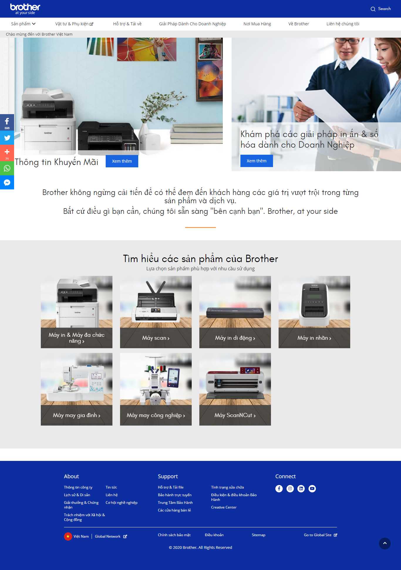Thiết kế Web bán máy in, máy photocopy brother.com.vn