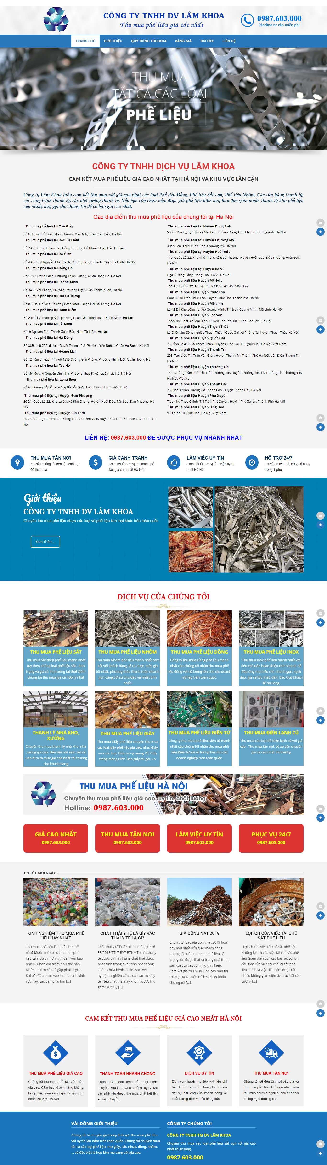 Thiết kế Web mua bán sắt vụn thumuaphelieu.hanoi.vn