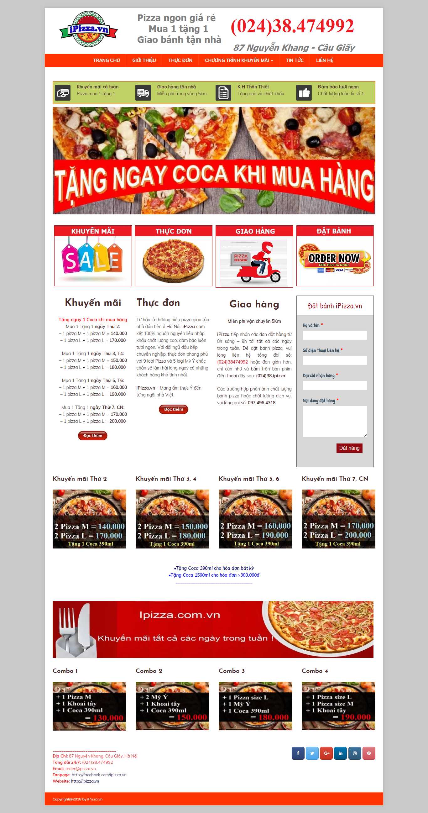 Thiết kế Web bán bánh pizza ipizza.vn