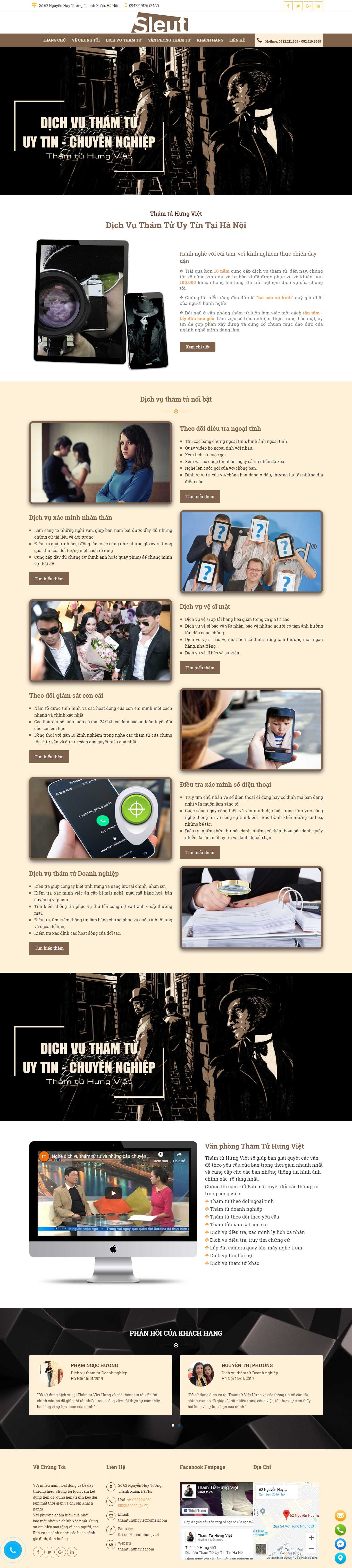 Thiết kế Web công ty thám tử thamtuhungviet.com