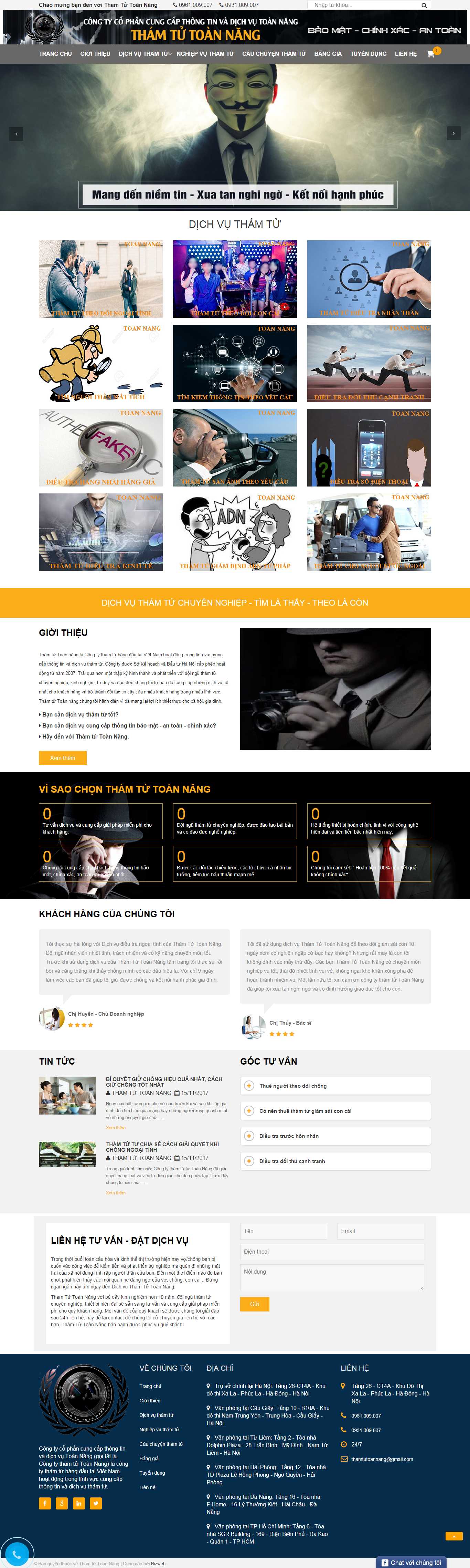 Thiết kế Web công ty thám tử diepvien.vn