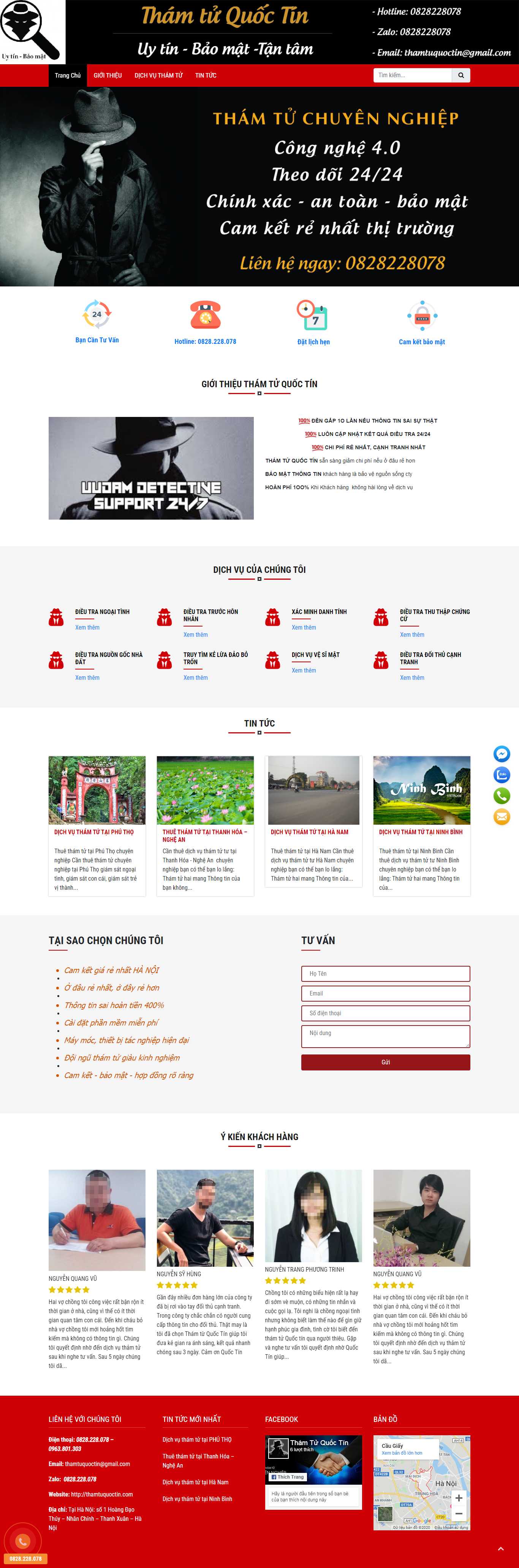 Thiết kế Web công ty thám tử thamtuquoctin.com