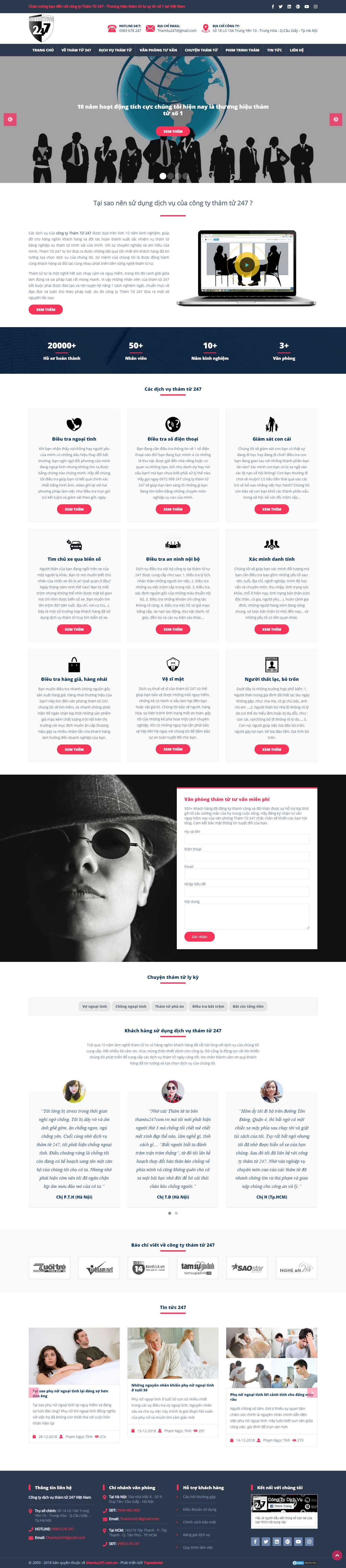 Thiết kế Web công ty thám tử thamtu247.com.vn