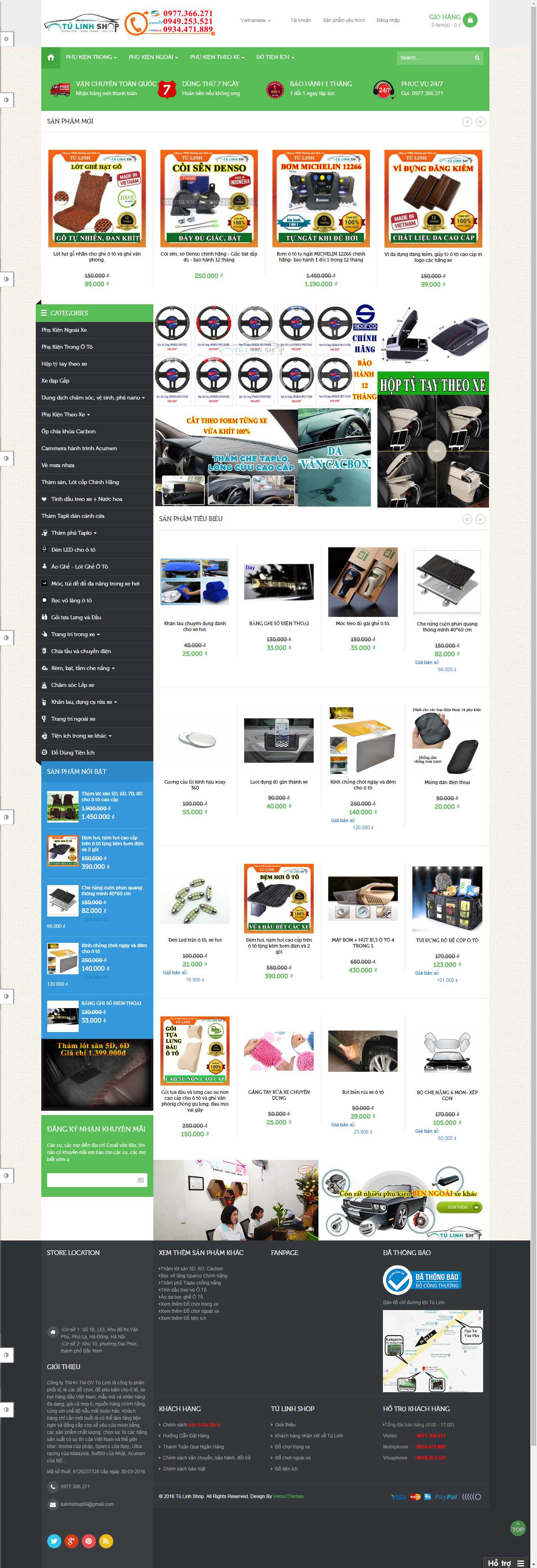 Thiết kế Web bán đồ chơi ô tô, linh kiện ô tô tulinh.vn