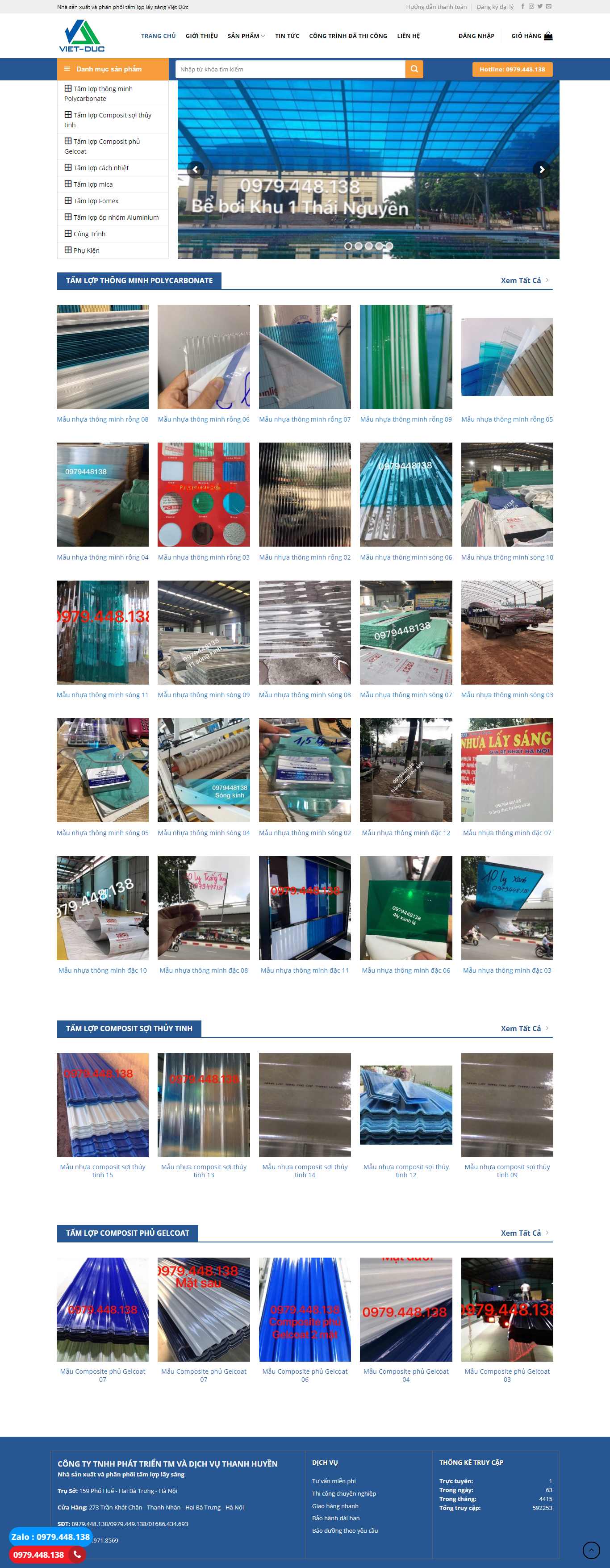 Thiết kế Web tấm lợp nhựa, tôn kim loại tamloplaysangvietduc.vn