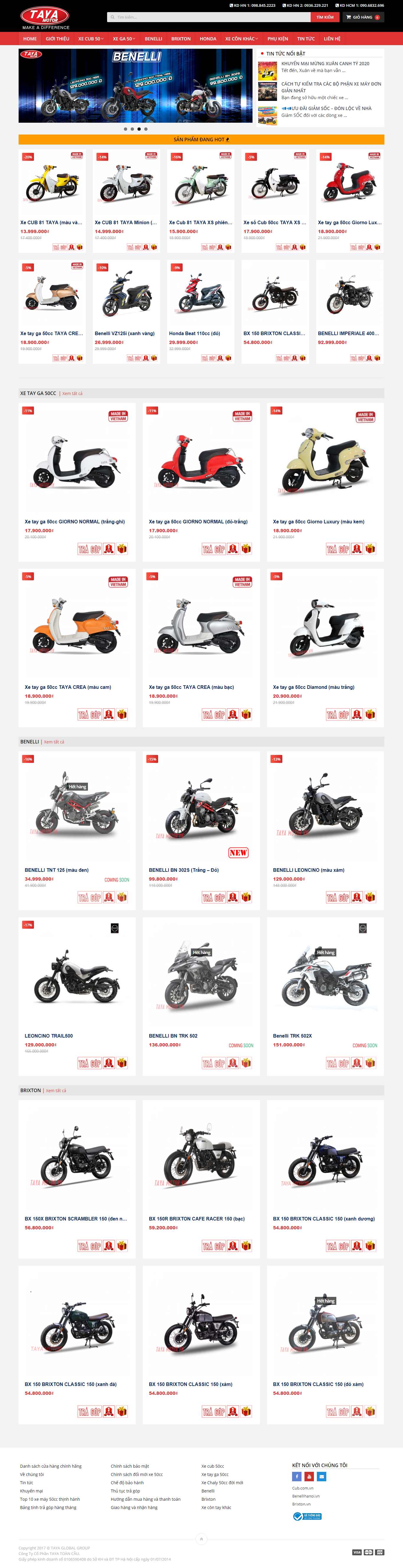 Thiết kế Web Ô tô xe máy tayamotor.vn