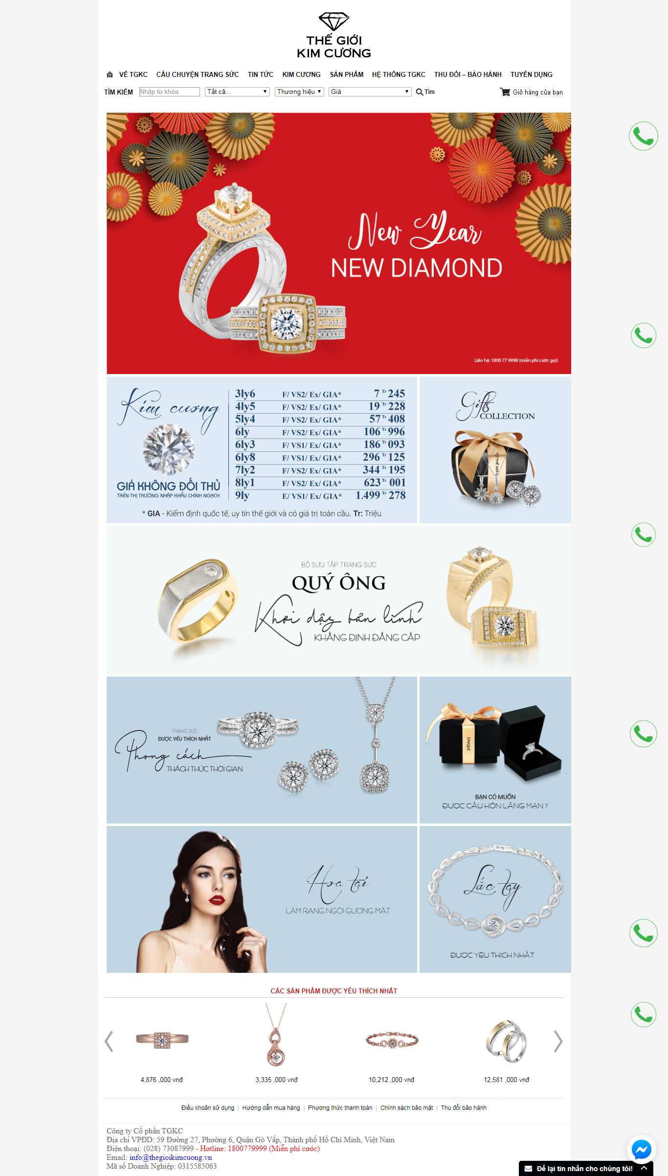 Thiết kế Web vàng bạc, đá quý, trang sức thegioikimcuong.vn