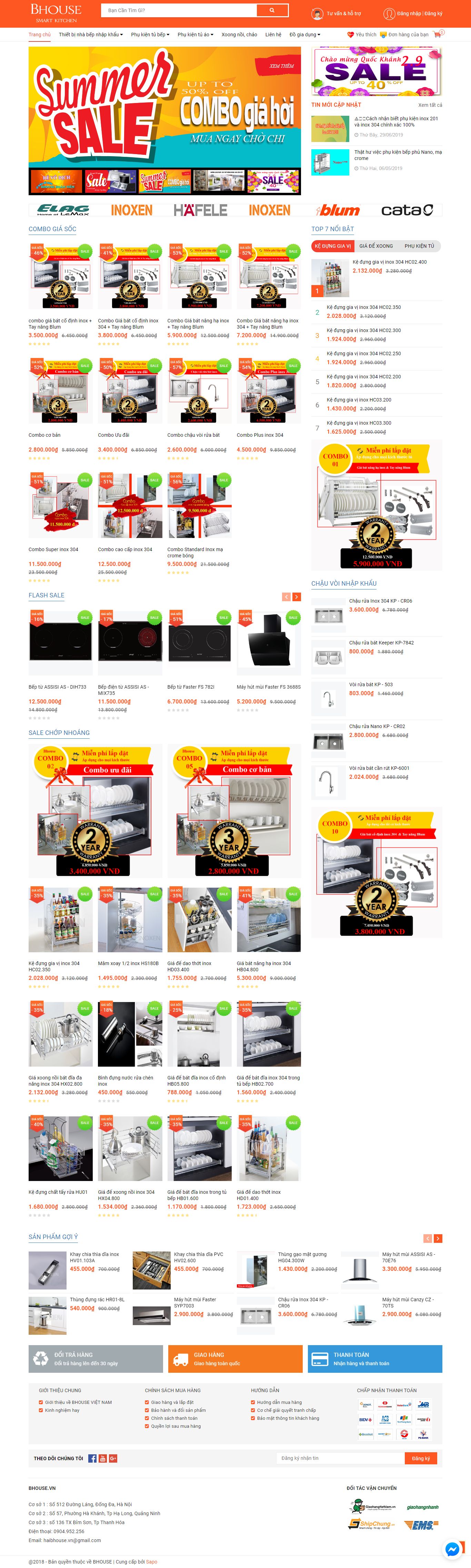 Thiết kế Web thiết bị nhà bếp cao cấp bhouse.vn