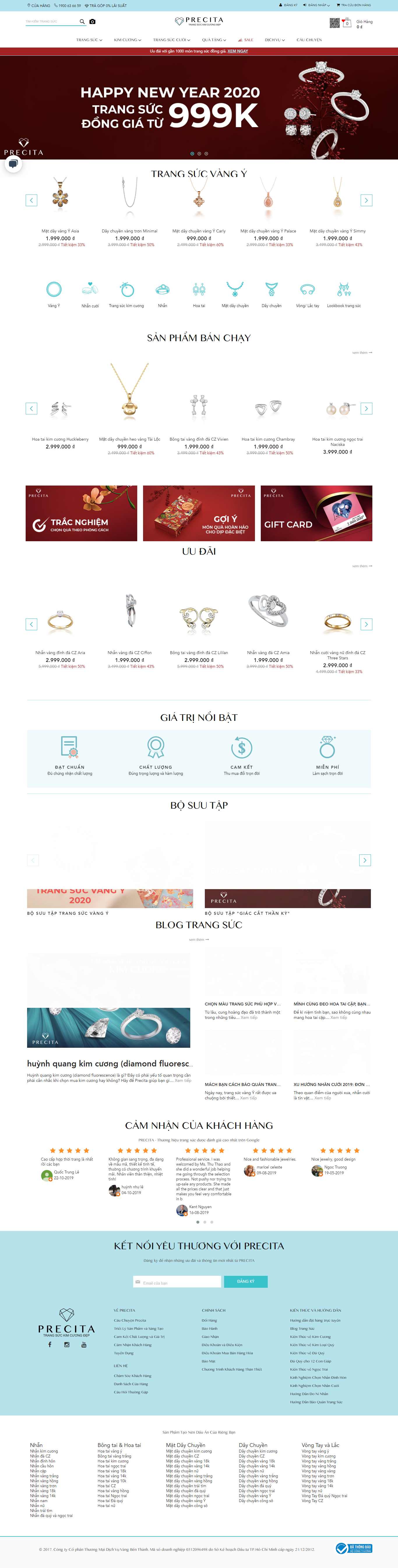 Thiết kế Web vàng bạc, đá quý, trang sức precita.vn
