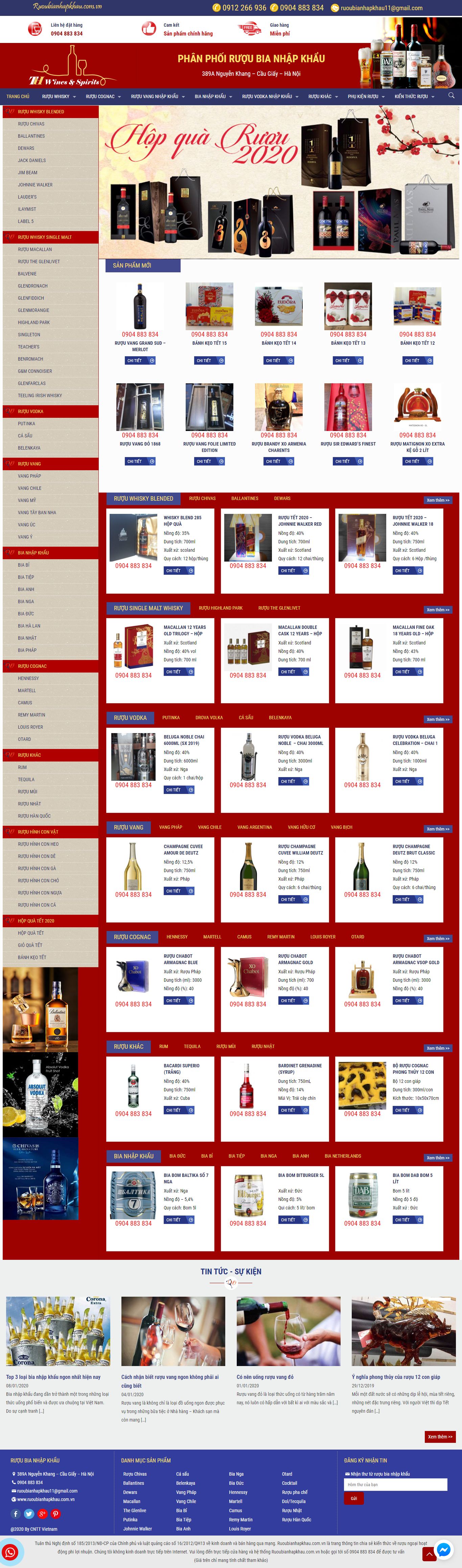 Thiết kế Web bán rượu tây, rượu ta, rượu ngoại ruoubianhapkhau.com.vn