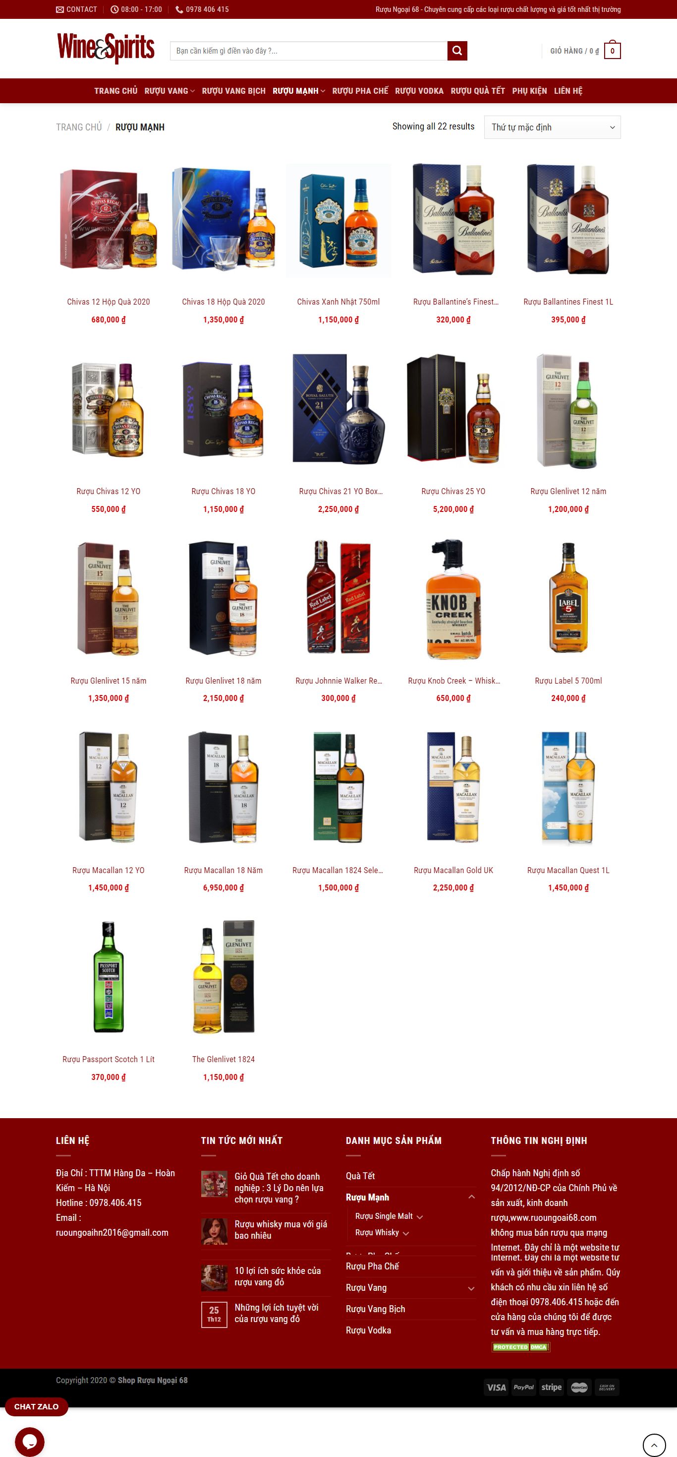 Thiết kế Web bán rượu tây, rượu ta, rượu ngoại ruoungoai68.com