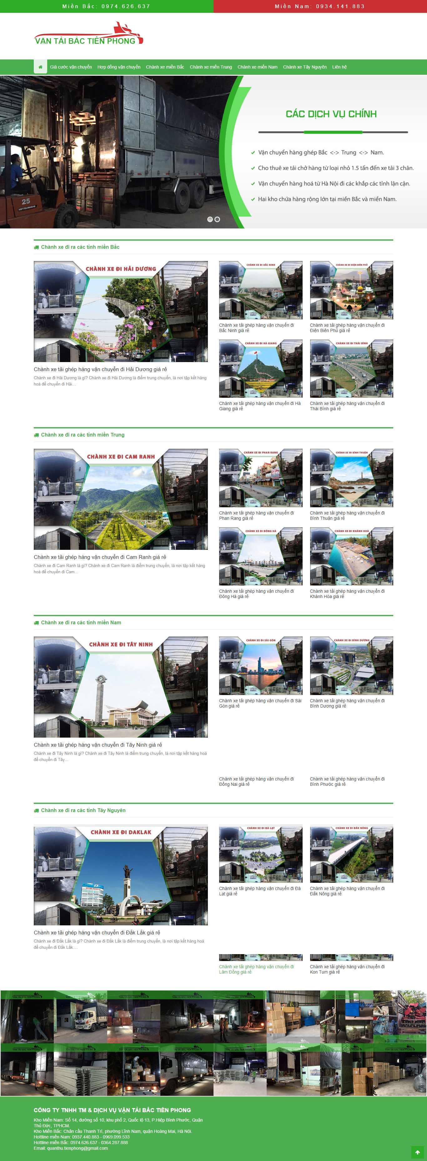 Thiết kế Web vận chuyển kho bãi nhaxevantai.com