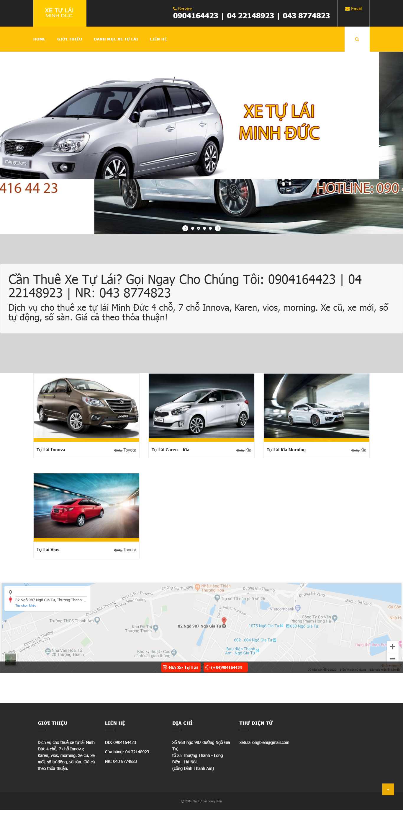 Thiết kế Web cho thuê xe ô tô xetulailongbien.com