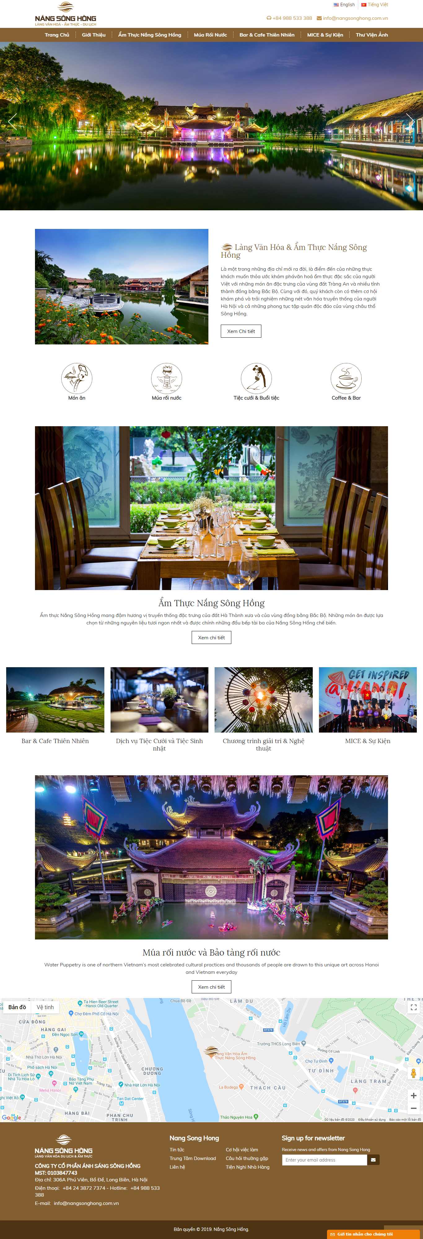 Thiết kế Web nhà hàng quán cafe quán ăn nangsonghong.com.vn