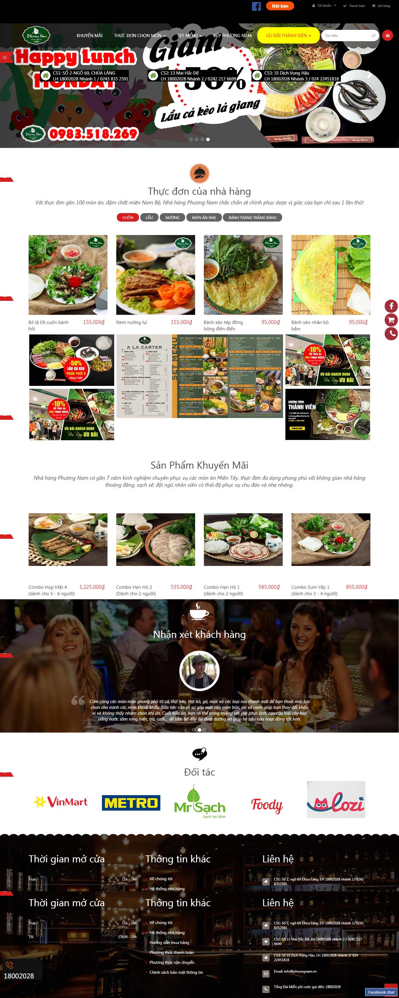 Thiết kế Web nhà hàng quán cafe quán ăn nhahangphuongnam.vn