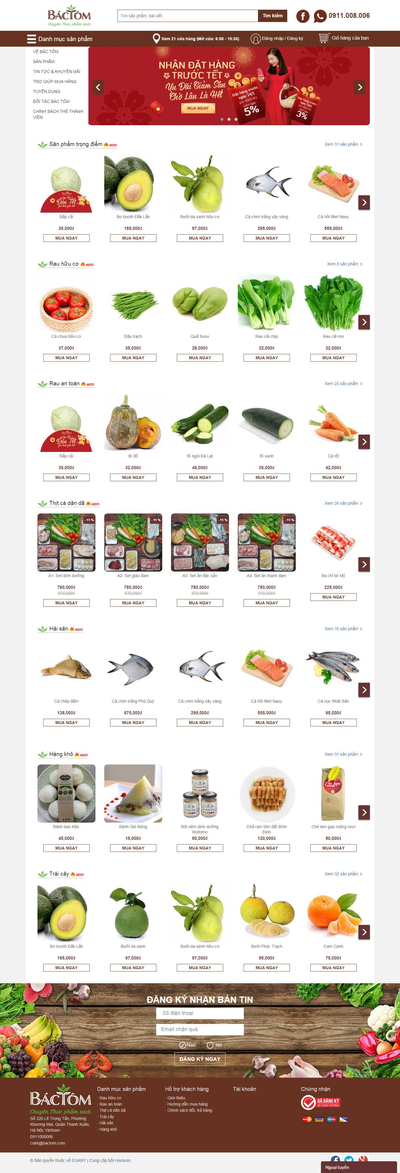 Thiết kế Web thực phẩm dinh dưỡng bactom.com