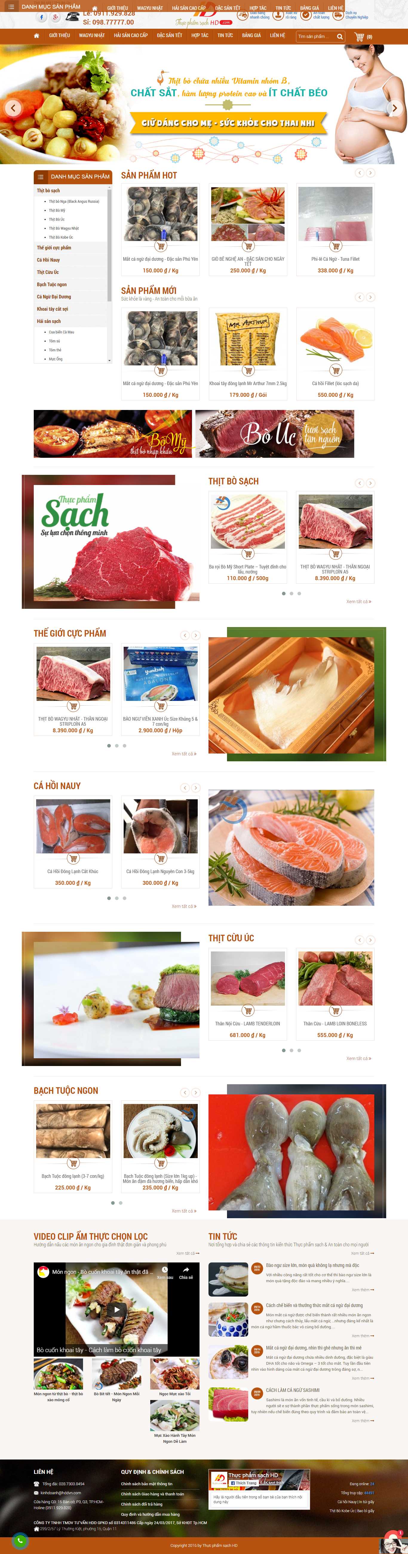 Thiết kế Web thực phẩm dinh dưỡng thucphamsachhd.com