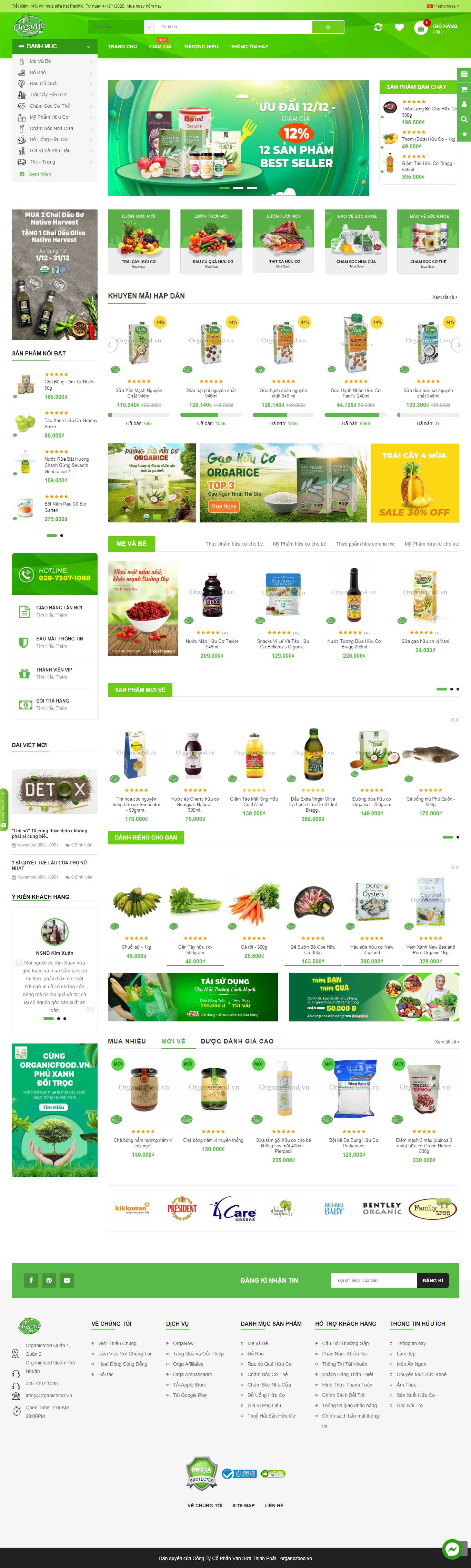 Thiết kế Web thực phẩm dinh dưỡng organicfood.vn