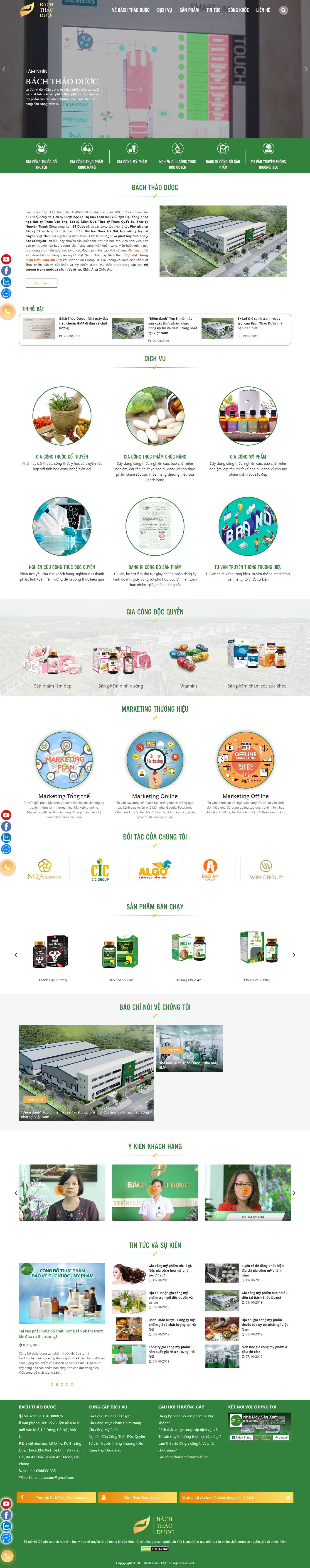 Thiết kế Web giới thiệu sản phẩm bachthaoduoc.com.vn